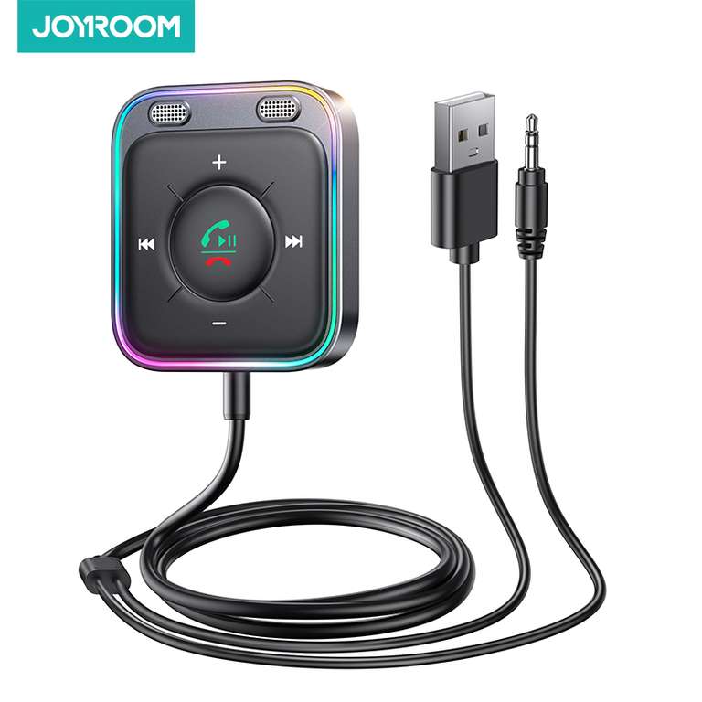 Joyroom-adaptador Bluetooth 5,3 para coche, receptor inalámbrico ENC con doble micrófonos mejorados, cancelación de ruido de 3,5mm, AUX