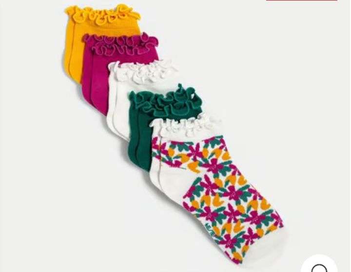 5 pares calcetines cortos fantasía multicolores Niña
