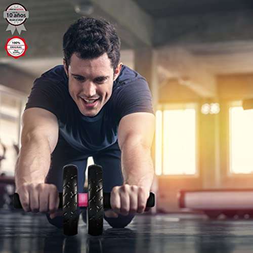 Ultrasport Rodillo AB, Entrenadora AB con esterilla rodillas, ejercicios abdominales hombres y mujeres