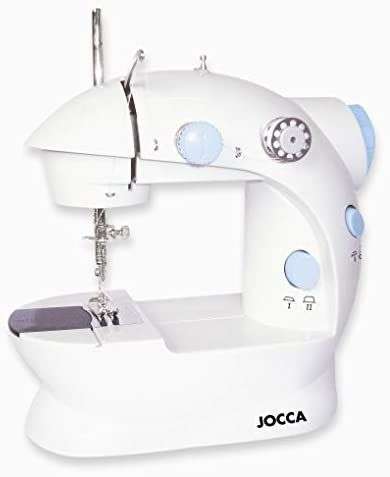 Jocca - Máquina de coser portátil | Máquina de coser pequeña | Fácil de usar | Doble puntada | Pies antideslizantes | Puntada de refuerzo |