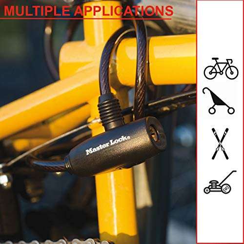 MASTER LOCK Candado Bicicleta [1,8 m Cable] [Llave] [Exterior] 8126EURDPRO - Ideal para Bicicleta, Monopatín