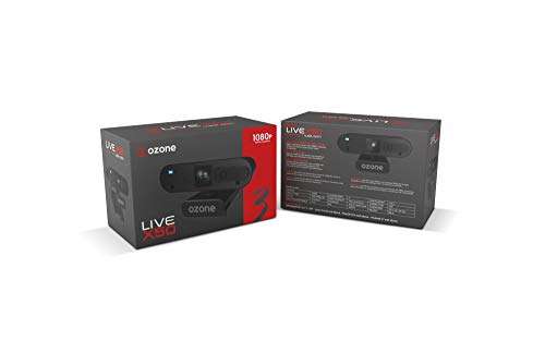 Webcam Ozone Gaming, Livex50, 1080p, 30fps, 2 Microfonos, Autofocus, USB