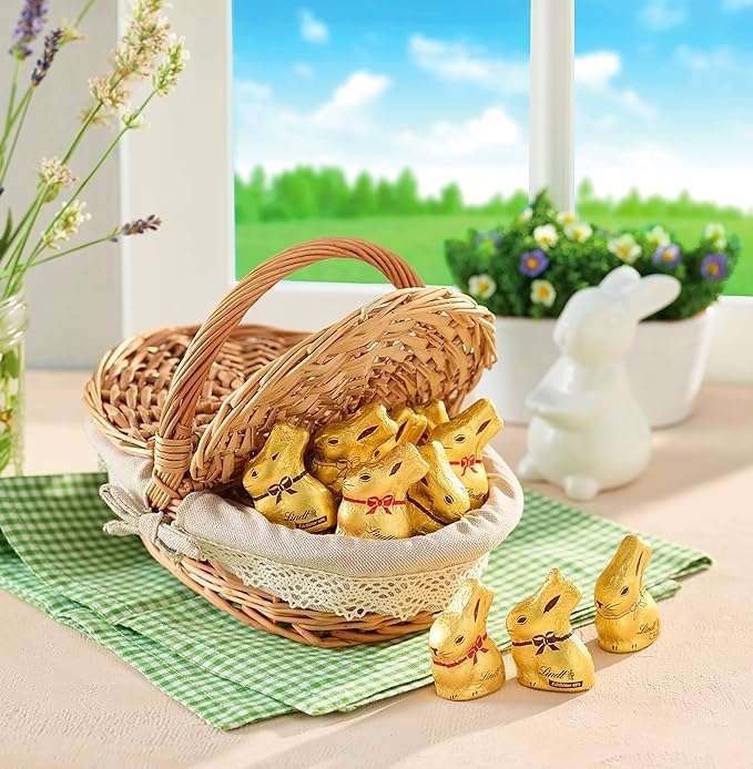 Lindt 5 mini Conejitos de 10g Figuritas de Pascua de Chocolate con Leche, Cremoso y Suave, 5 x 10 g