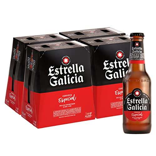 48 botellines Estrella Galicia Especial - Cerveza Lager Premium, 2 Packs de 24 Botellas x 25 cl