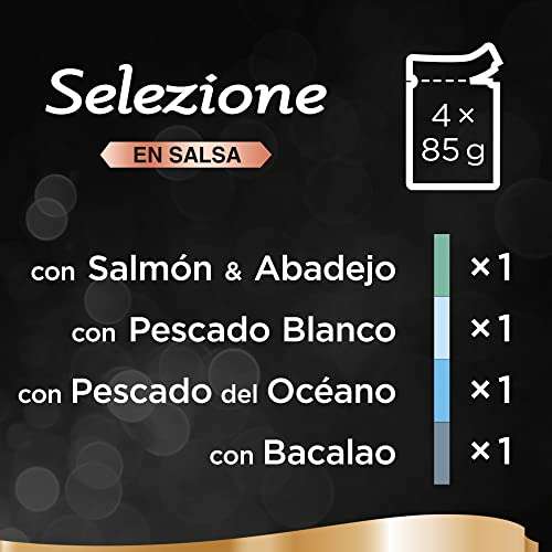 Sheba Selezione Comida Húmeda Gatos Selección Pescados en Salsa, Pack de 13 x 4 bolsitas x 85g - 15.48 € Compra recurrente