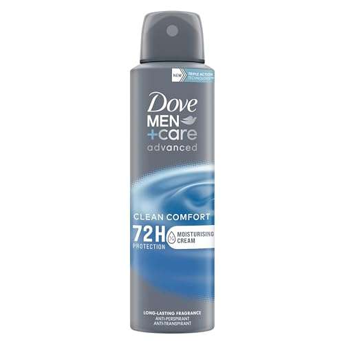Desodorante Dove Men + Care Clean Comfort, 72 horas de protección, 150 ML cada unidad, Pack de 3 unidades