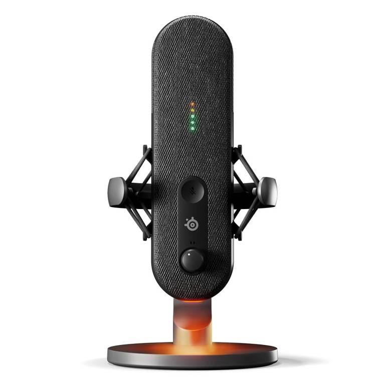 Micrófono SteelSeries Alias — cancelación de Ruido por IA — Control de Silencio y Volumen por led — Soporte antivibraciones