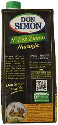 2 x Don Simon Zumo Naranja, Piña o Melocotón, 1L [Se pueden combinar. Unidad 1,08€]