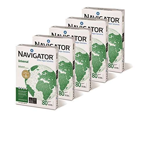 Navigator Universal A4- Papel Multiusos para Impresora - 2500 hojas, Color Blanco