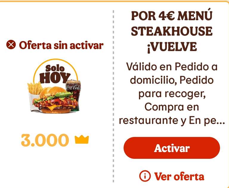 Menú Steakhouse por sólo 4€ y 3000 coronas - SÓLO HOY