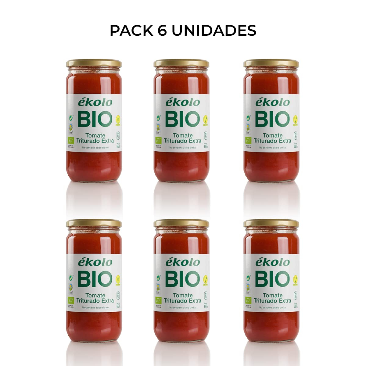 TOMATE TRITURADO NATURAL ECOLÓGICO - 6 Botes de 660gr - 4Kg - ORIGEN HUERTA DE NAVARRA