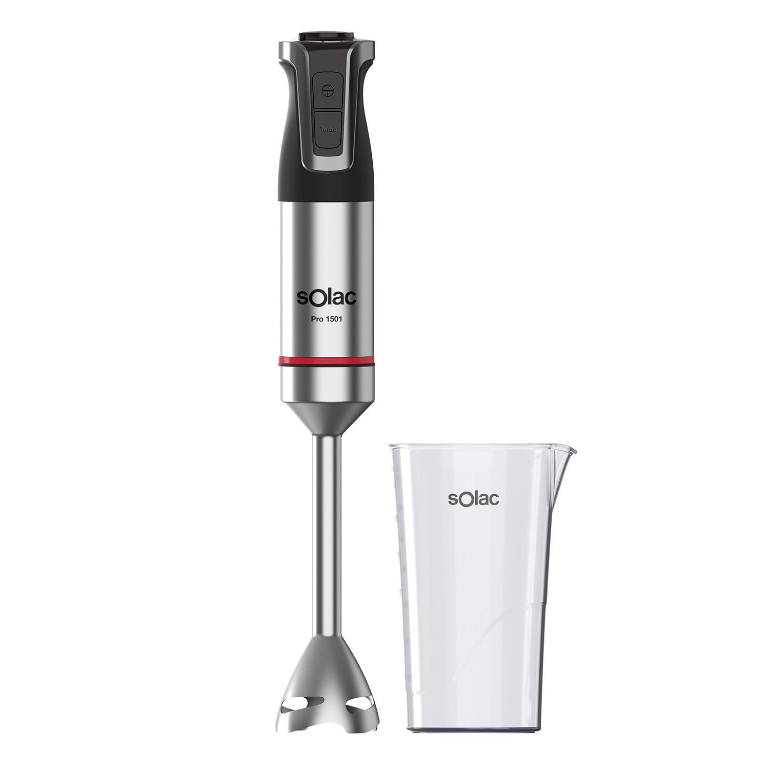 Solac - Batidora de Mano Pro 1500W, 20 Velocidades, Turbo, 4 Cuchillas Inox