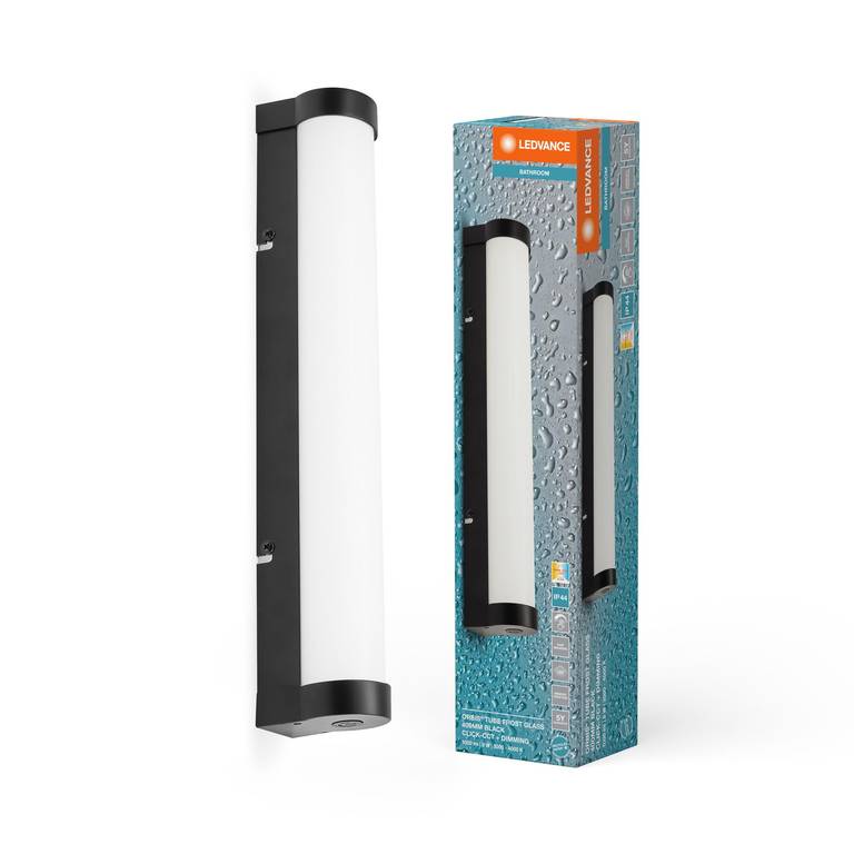 LEDVANCE ORBIS Tube espejo/aplique con LED, vidrio esmerilado/negro, 9W, 820lm, 3000/4000K, 40cm de diámetro,IP44, 30000 h