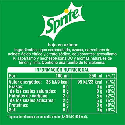 Sprite - Pack 2 botellas 2L . Refresco de Lima-Limón bajo en azúcares y calorías