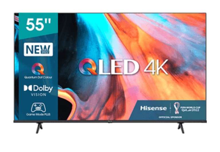 TV QLED 55"- Hisense 55E78HQ, 4K Smart TV, Dolby Vision & Dolby Atmos, HDR10, Game Mode, HDMI (eARC), negro