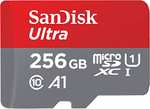 SanDisk 256GB Ultra Tarjeta de Memoria microSDXC con Adaptador SD, hasta 150 MB/s, Rendimiento de apps A1, UHS-I Clase 10, U1