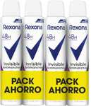 4x200ml. Rexona Invisible Desodorante Aerosol Antitranspirante para mujer, antimanchas (c. recurrente)
