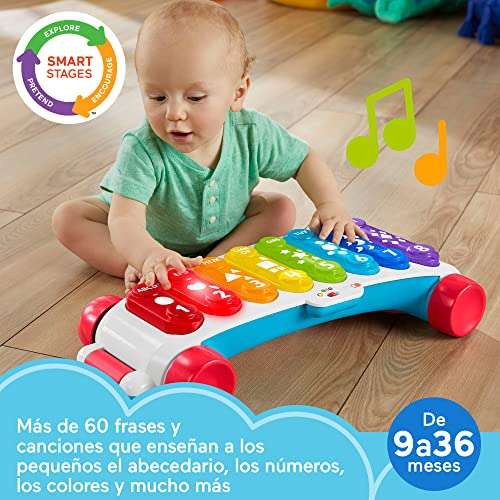 Fisher-Price Xilófono gigante, juguete musical con luces y sonidos para aprendes letras, números y formas, regalo para bebé +9 meses