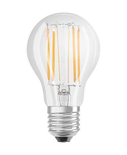 OSRAM LED Classic A75, lámparas LED de filamento transparente de vidrio para E27, blanco frío (4000K), 1055 lúmenes