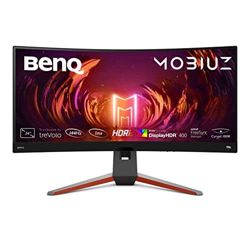 BenQ MOBIUZ EX3410R Monitor Curvo Gaming (34 pulgadas, Ultrawide, 2K, 144 Hz, 1ms, HDR 400, FreeSync Premium Pro, control remoto