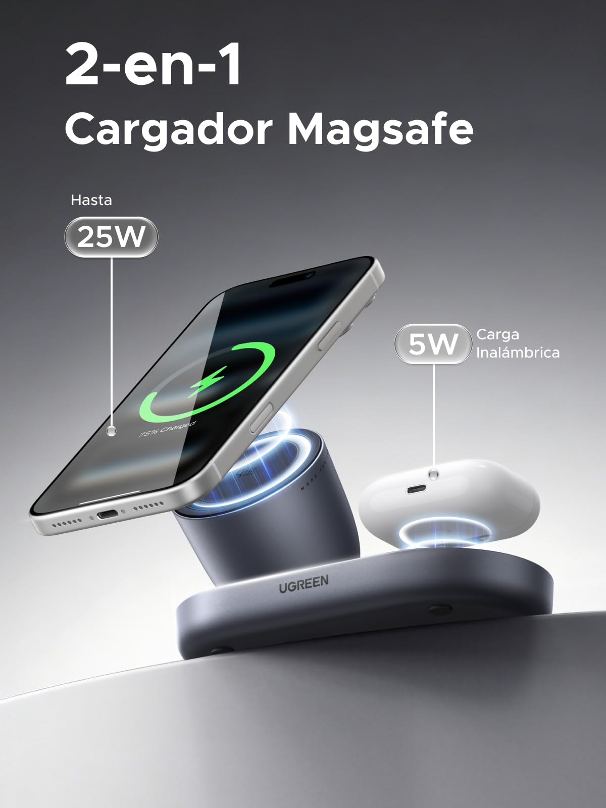 Ugreen Zapix Qi2 25W: carga inalámbrica ultrarrápida para tu iPhone y AirPods
