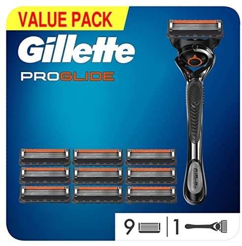 Gillette ProGlide Maquinilla De Afeitar Para Hombre, Con 5 Hojas Antifricción Para Un Afeitado Apurado Y Duradero + 9 Cuchillas de Recambio