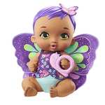 My Garden Baby Mariposas hago pipí Morado Muñeco de juguete con manta mariposa, biberón y pañal, regalo para niños y niñas +18 meses