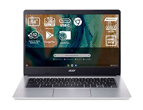 Acer Chromebook 314 CB314-2H - Ordenador Portátil 14" Full HD (MTK MT8183, 4GB RAM, 64GB eMMc, ARM Mali-G72 MP3, Sistema operativo Chrome)
