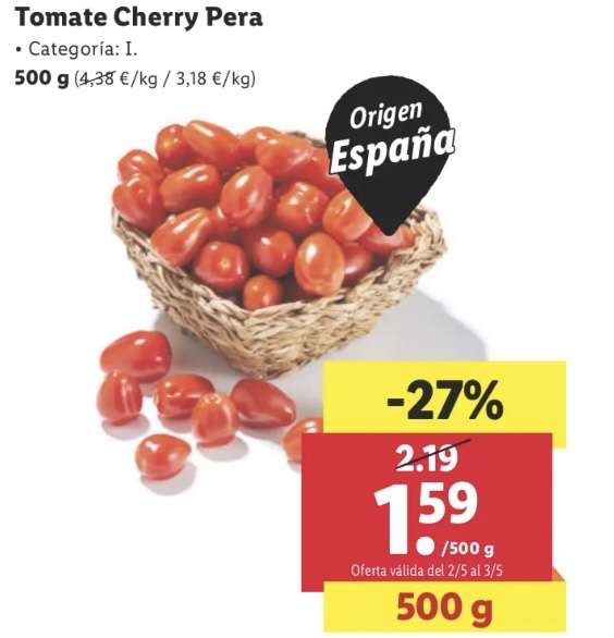 Tomate Cherry Pera 500G - Lidl