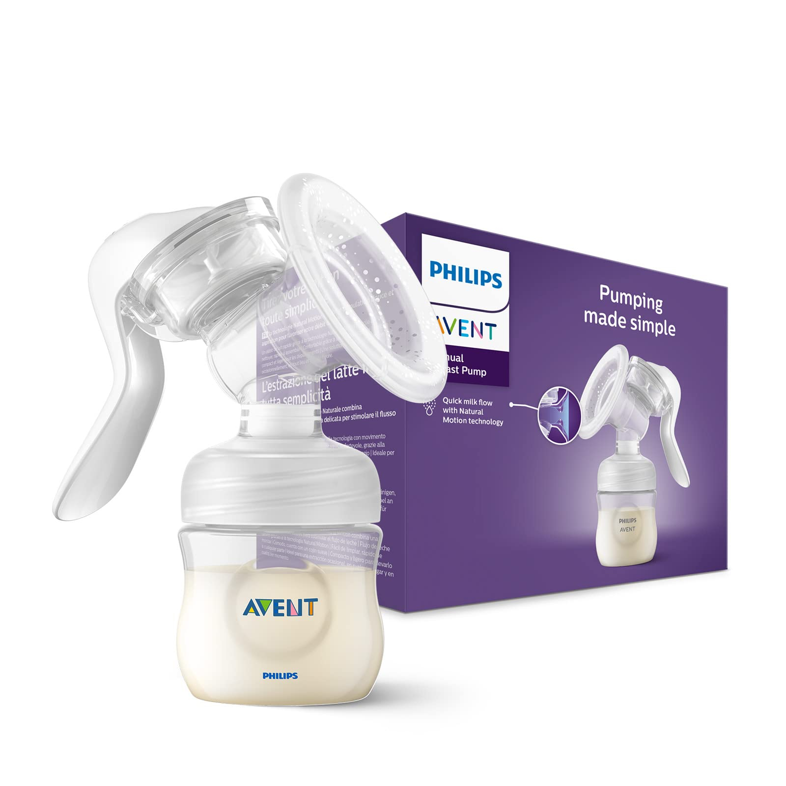 Philips Avent Extractor de leche manual: sacaleches sin BPA, extracción sencilla con una sola mano