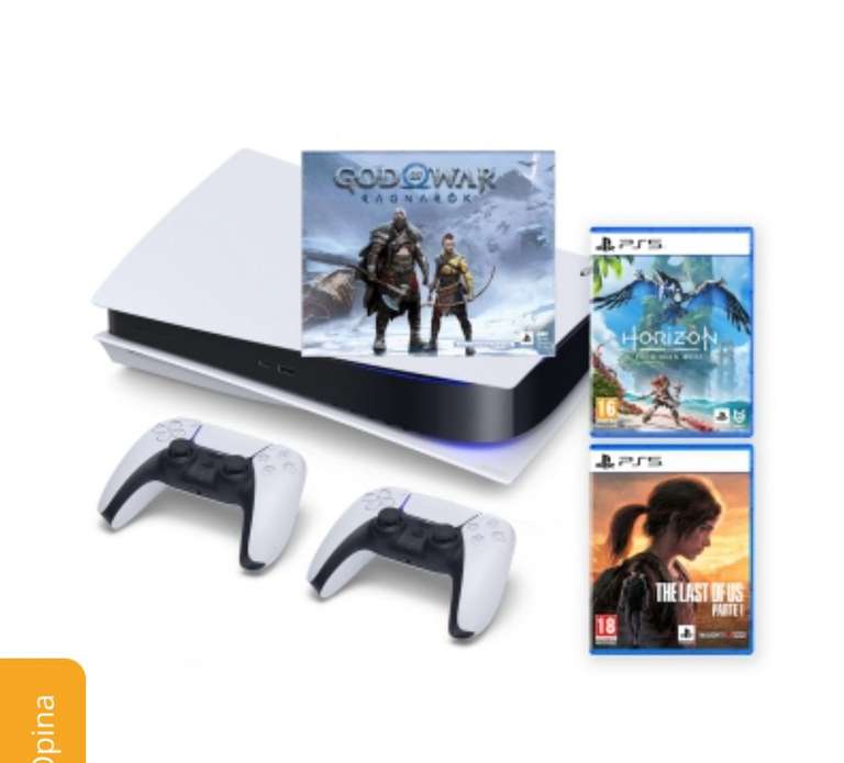 Playstation 5 Estándar 825GB + 2º Mando Dualsense blanco + God of War Ragnarok + Horizon II Forbidden West + The Last of Us Parte I
