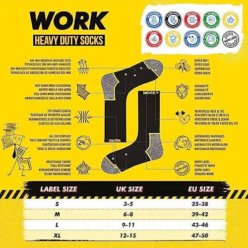 ESSENTIAL WORK SOCKS, calcetines de trabajo (Pack 3 pares)