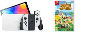 Consola - Nintendo Switch OLED, 7", Joy-Con, 64 GB, Blanco + Animal Crossing: New horizons