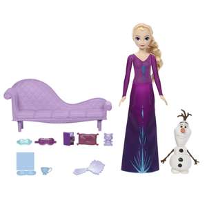 Mattel Disney Frozen Descanso de Elsa Muñeca con set de juego, Olaf y accesorios, juguete +3 años