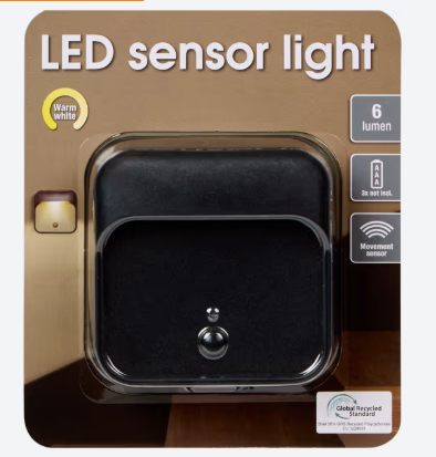 Lampara con Sensor de Movimiento LED Action 6lm (Luz blanca calida, alcance 3-5m, funciona con 3 pilas AAA, ideal pasillo o armario, oferta)