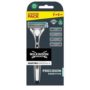 Wilkinson Sword Quattro Titanium Sensitive - Maquinilla de Afeitar con Hojas de Titanio + 5 Recambios
