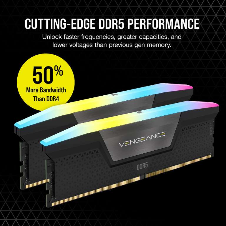RAM DDR5 Corsair Vengeance RGB 32GB Kit (2x16GB) 6000 CL30 (EXPO y XMP)