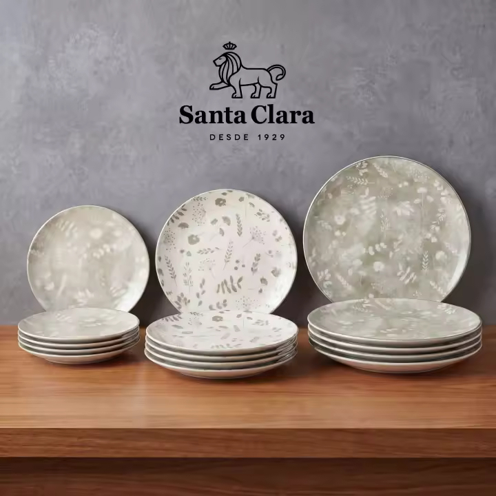 SANTA CLARA | Vajilla Completa 12 Piezas de Cerámica Stoneware para 4 Personas, (Envio Gratis)