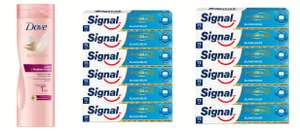 12 tubos Signal Pasta de Dientes Integral 8 + Loción Corporal Dove (ver descripción)