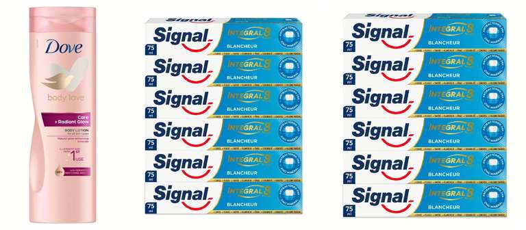 12 tubos Signal Pasta de Dientes Integral 8 + Loción Corporal Dove (ver descripción)