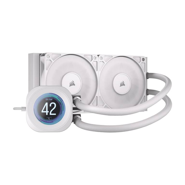 Corsair Nautilus 240 RS LCD Refrigeración líquida de CPU – Pantalla LCD IPS de 2,1″, 240mm AIO, Bajo Ruido, Daisy-Chain, Intel LGA 1851/1700