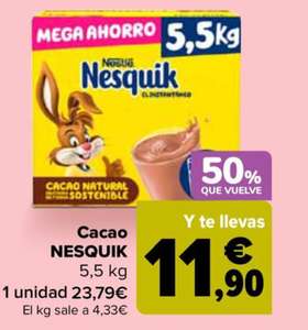 Cacao Soluble Nesquik 5,5 kg a 1,08€/kilo (consultar descripción)