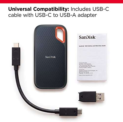 SanDisk Extreme 4 TB SSD USB-C, hasta 1050 MB/sUSB-C, hasta 1050 MB/s