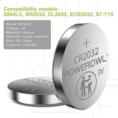 20 CR2032 POWEROWL, 7,99€ (0,40€ / unidad) + cupón 10% (Seleccionar, ANTES de añadir a la Cesta)