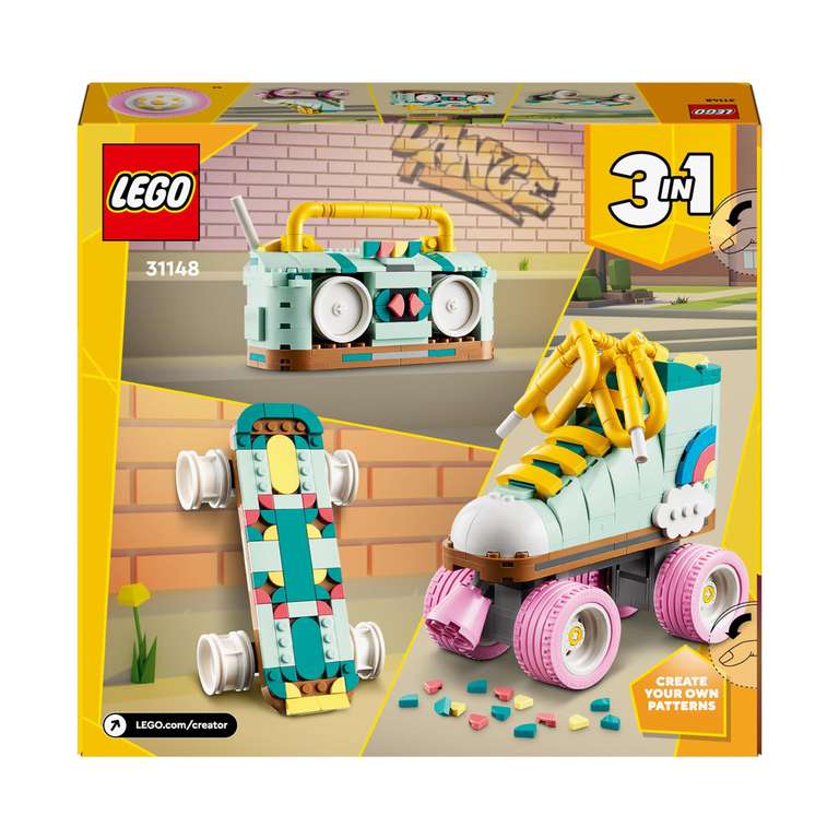 LEGO Creator 3 en 1 Patín Retro Convertible en Mini Monopatín o Radiocasete