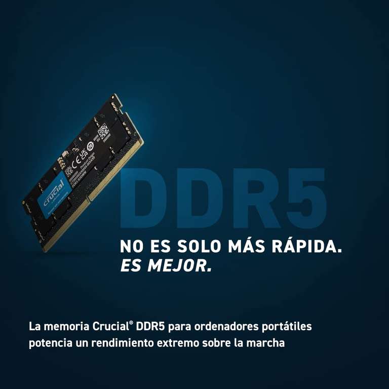 Crucial RAM 32GB Kit (2x16GB) DDR5 5200MHz (o 4800MHz) Memoria del Ordenador Portátil CT2K16G52C42S5