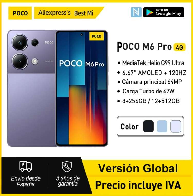 Xiaomi Poco M6 Pro 4G 12GB/512GB Azul - Teléfono móvil