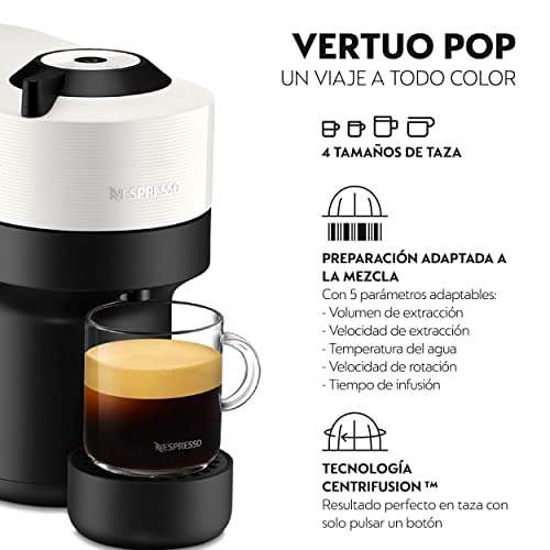 Krups Nespresso VERTUO Pop XN9201 - Cafetera de cápsulas, máquina de café expreso de Krups BLANCO
