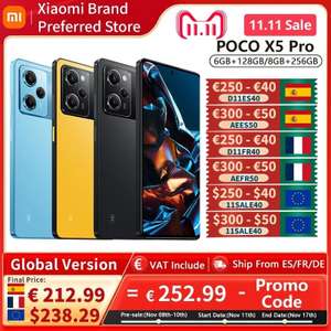 POCO X5 Pro 8G + 256 GB (colores: negro, azul y amarillo)