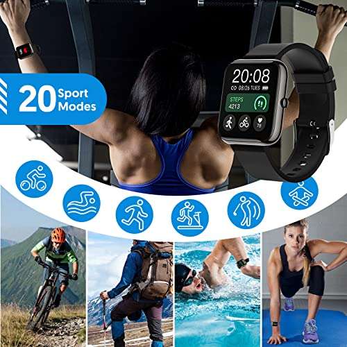 MoreJoy Reloj Inteligente, Actividad Fitness Tracker mit Blutdruck und Herzfrequenzmesser, Schlafmonitor, IP68 Wasserdicht, 1,7 Pulgadas